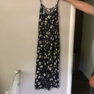 Floral maternity jumpsuit.